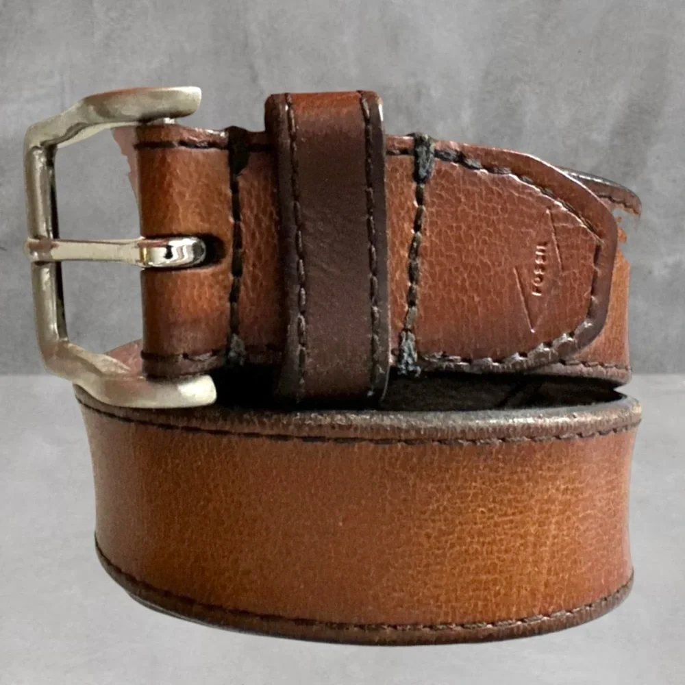 Men’s Every Day Fossil Leather Belt Size 44 Brown